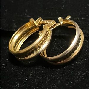 Gold plated two tone small hoops two strings Rodium and Brazilian gold plated